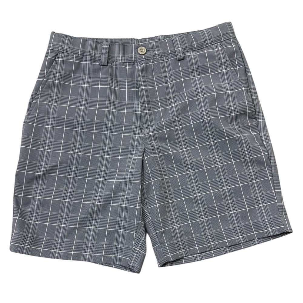 PGA Tour Plaid Golf Shorts Adjustable Waist Blue/White 6.5” Inseam Boys Size M